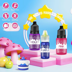 Fettlösliche Lebensmittelfarbe - 10 Farben Ölbasis Lebensmittelfarben Für Schokolade, Süssigkeit, Kuchen, Backen, Macaron - Colorant alimentaire concentré pour tortendeko, Buttercream, Fondant - Je 10Ml Naty Shop