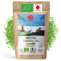 ORIGEENS BIO MATCHA CEREMONIAL GRADE âSHIKAâ - Ceai japonez organic, provenit din Shizuoka - Matcha Latte/Usucha - PliculeÈ de reumplere de 30 g - Ceai verde Matcha pulbere organic de calitate ceremonialÄ