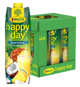 Rauch Happy Day Noix de Coco-Ananas | Un voyage aux Caraïbes | Jus de fruit d'ananas et eau de coco | 6 x 1 litre, Tetra Prisma Boissons sans alcool Naty Shop