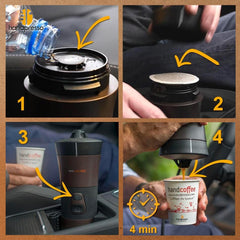Handpresso - Handcoffee Auto 21000 | Machine à expresso pour voiture 12 V – Machine à expresso 12 V pour voitures | Machine à expresso Senseo Pad pour voitures – Machine à expresso de voyage 12 V | Expresso 12 volts pour camping-cars