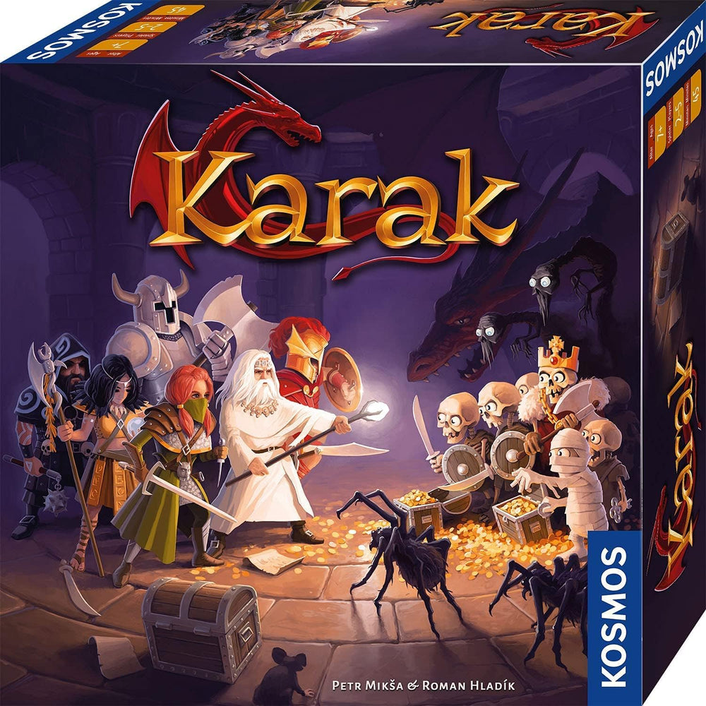 Kosmos 682286 Karak - The Adventure Begins, jeu addictif pour enfants à partir de 7 ans, 2-5 joueurs, jeu d'aventure fantastique, jeu de société de dés, instructions en allemand, gris