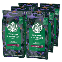 STARBUCKS Espresso Roast, torréfaction noire, grains de café entiers 200 g (paquet de 6)