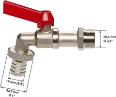 Robinet à boisseau sphérique Gardena : robinet intérieur et extérieur, filetage 33,3 mm (G 1 pouce), pour tuyaux de 19 mm (3/4 pouce) (7333-20)