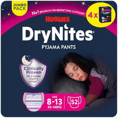 Couches d'énurésie nocturne Huggies DryNites pour garçons de 13 à environ 8-13 ans (30-48 kg) 33 pièces (3x11) paquet mensuel géant culottes à couches XL Vazba Bath Products