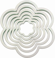 6 pièces. Découpes en plastique FLEUR pour glaçage, fondant, décorations de gâteaux en sucre, 11,5 x 1 x 11,5 cm, ivoire