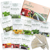 Plantaluz Premium Bio Seed Set P04 - Set de graines de légumes et d'herbes méditerranéennes avec 10 variétés pour jardin, balcon et plates-bandes surélevées - Y compris des bâtons de plantation FSC - Graines biologiques pollinisées et sans OGM