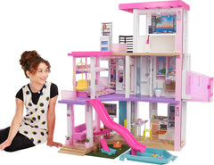 Barbie Dream House (114 cm), maison de poupée à 3 étages, piscine, toboggan, ascenseur pour fauteuil roulant, 75 accessoires, poupées, convient comme cadeau pour les enfants de 3 ans et plus, GRG93