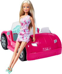 Simba Steffi Love Beach Car, poupée de jeu dans une tenue d'été cool avec buggy, 29 cm, à partir de 3 ans