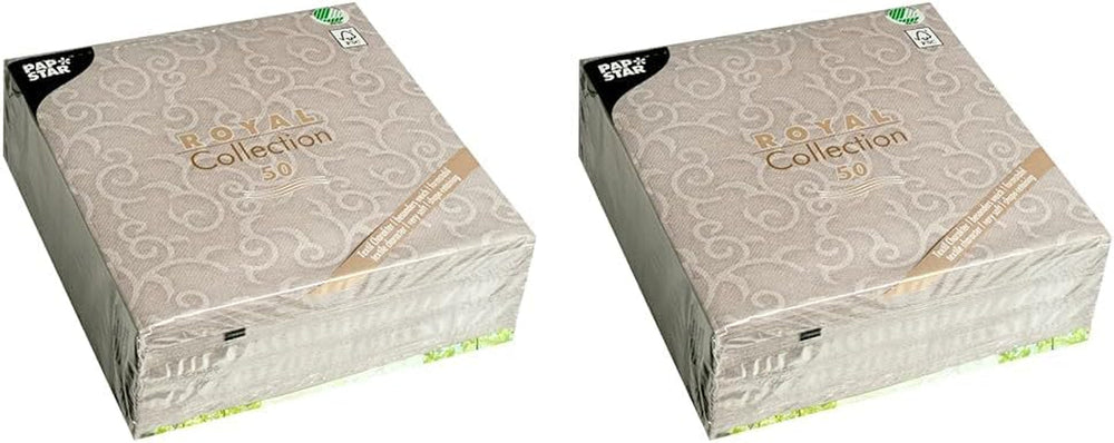 Papstar, 50 Serviettes "Collection ROYAL" pli 1/4 40 cm x 40 cm Gris "Casali", #84889 (Lot de 2)