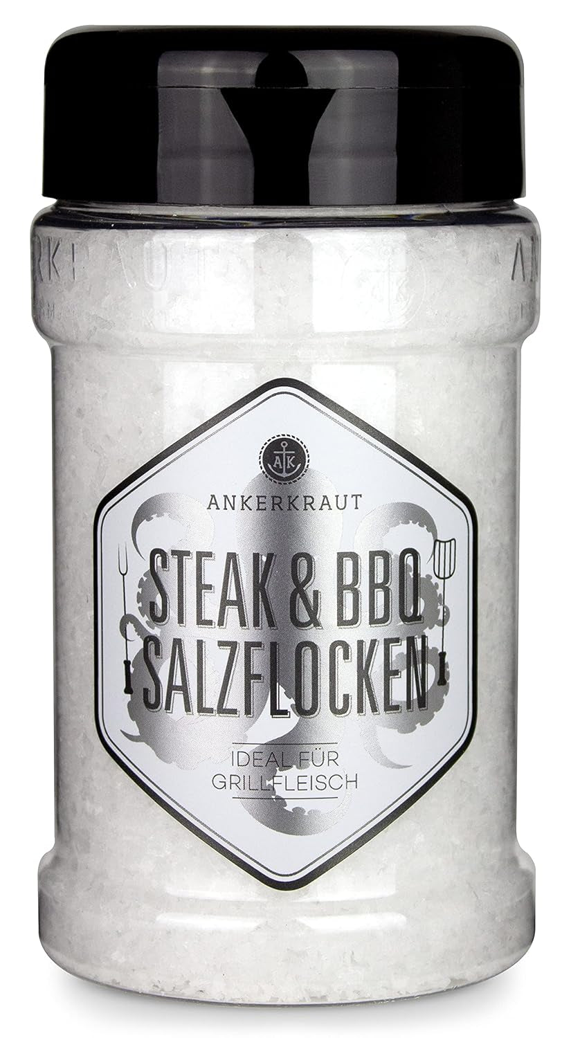 Ankerkraut Steak & BBQ Salzflocken, zum verfeirnern von Steaks, Salaten ou auch Süßspeisen, 190g im Streuer
