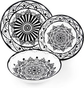 Excelsa Boheme Noir Teller-Set, 18-Teilig, Porzellan, Schwarz Seturi vesela masa Naty Shop Schwarz 24 X 24 X 2 Cm Single