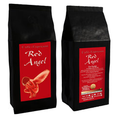 Espresso Kaffee Red Angel - Der Feuige - 1000g Fein Gemahlen - pour machine à expresso, machine à expresso, percolateur - Espresso Premium plus fort - Säurearm - Schonend und Frisch Geröstet