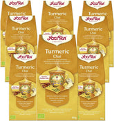Yogi Tea - Thé ayurvédique épicé bio Kurkuma Chai sans caféine mélange de curcuma, cannelle et gingembre Yogi Tea en vrac 8 x 90 g (720 g) paquet cadeau idéal