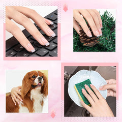 Faux ongles français rectangulaires moyens, 360 pièces, faux ongles naturels, à faire soi-même, avec lime à ongles, pour dames et femmes