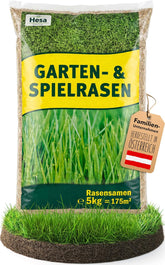 Hesa Gartenrasen Universal, 5 Kg Für Ca 175 M², Qualitäts-Rasensamen Für Hausgärten Und Restflächen, Pflegeleicht Und Schnellkeimend