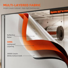 Spider Farmer Pro Tente de culture 70 x 140 x 200 cm avec porte roulante, fenêtre d'observation, panneau de sol amovible, tissu Mylar 2000D, pour culture hydroponique intérieure avec SF4000, G4500, SE4500