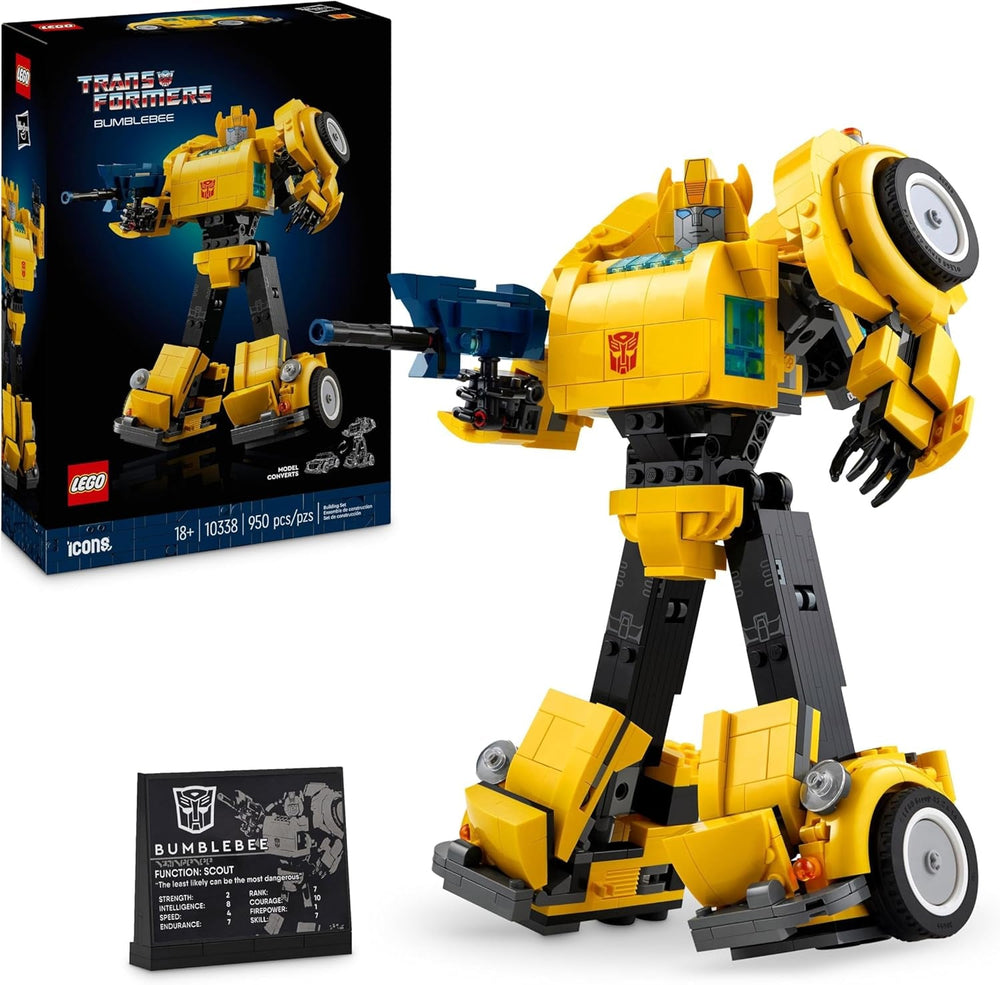 LEGO Icons Transformers Bumblebee, figurine robot à collectionner pour adultes, ensemble de construction de film pour les fans de science-fiction, peut être transformé en voiture, jouet d'aventure 10338 ensembles de construction Besuche den LEGO-Store Default Title