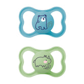 MAM Air Lot de 2 Sucettes en Silicone Extra Légères et Aérées Sucette pour Bébé Respectueuse des Dents en Silicone Spécial MAM SkinSoft avec Boîte à Sucette 6-16 Mois Ours/Rhinocéros