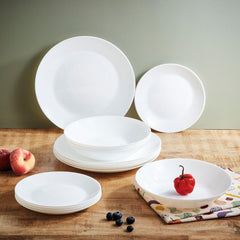 Service de table blanc pour 6 personnes, 24 pièces, 6 assiettes plates, 6 assiettes plates, 6 assiettes à dessert et 6 tasses, multicolore, 24 pièces