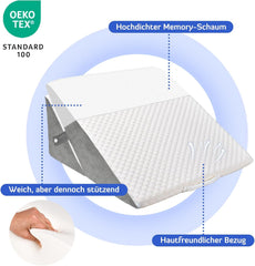 Oreiller compensé réglable pour enfants, oreiller de lecture en mousse haute densité pour lit et canapé, oreiller de tête ergonomique pour l'apnée du reflux du sommeil, oreiller de jambe/oreiller de dos pour jouer et lire (blanc et gris)