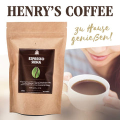 Henry's Espresso Siena 500g - Würziger Körper - Dunkle Röstung - erlesene Qualität - Handwerklich in Deutschland geröstet - Kaffeebohnen direkt vom Bauern