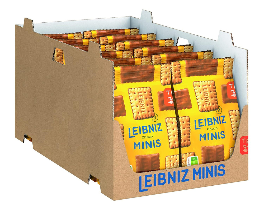 Leibniz Minis Choco Lot de 12 petits biscuits croquants au chocolat au lait en vrac pour le stockage ou la vente (12 x 125 g)
