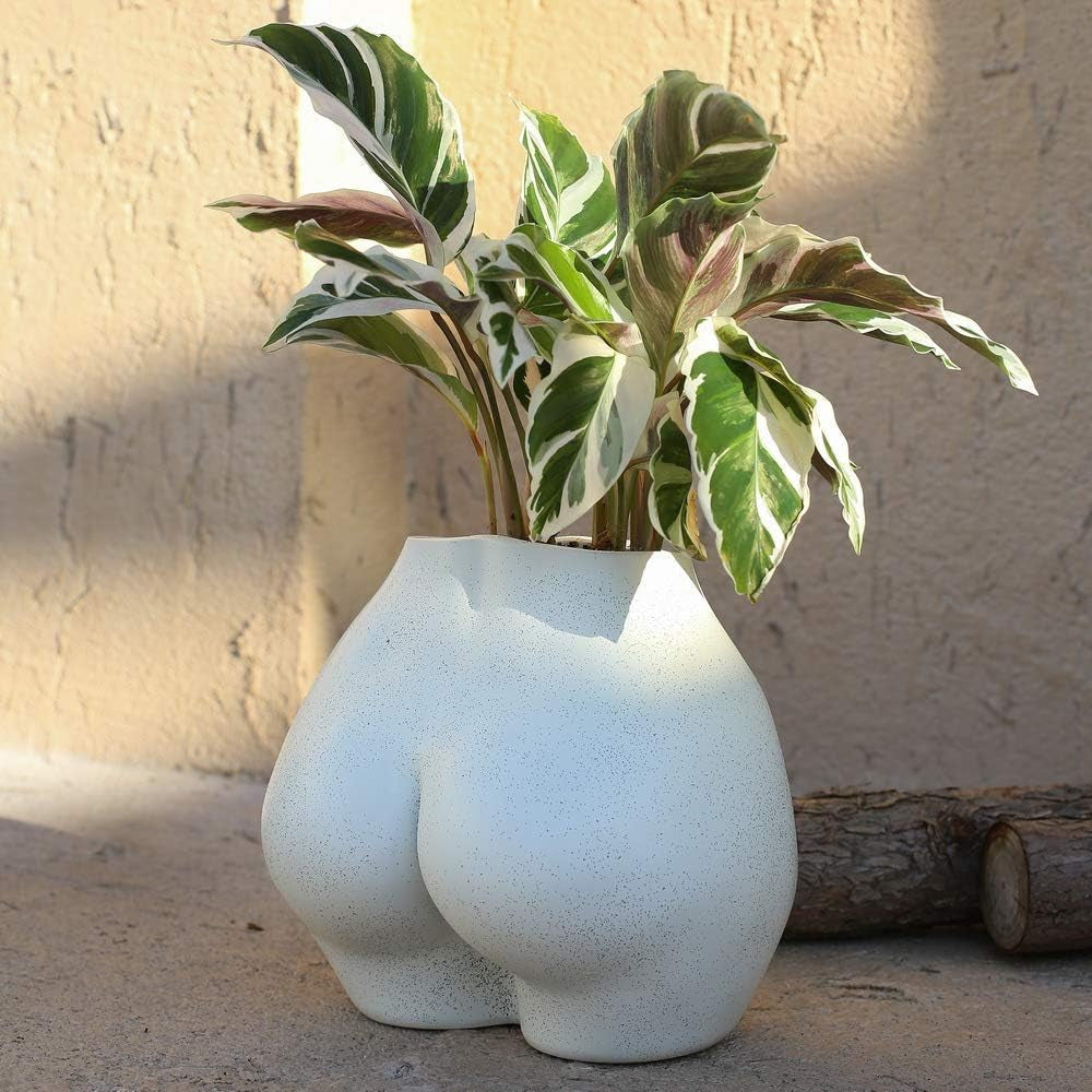 Vază artificială pentru corp, ghivece de flori pentru corp feminin cu găuri de drenaj, ghiveci de flori din rășină modern, design modern în formă de boho, plantă artificială în ghiveci pentru decor interior