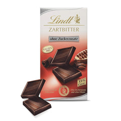 Chocolat Lindt | Tablette de chocolat noir sans sucre ajouté | 100g | Le meilleur chocolat noir avec 55% de cacao, sans sucre ajouté et sans gluten | Tablette de chocolat sans gluten