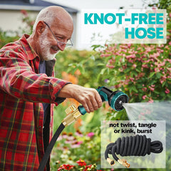 Tuyau d'arrosage 30 m Tuyau d'arrosage 10 Voies Pistolet pulvérisateur et raccords en Laiton Massif Tuyau Flexible Tuyau d'arrosage Extensible Noir 30 m