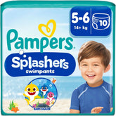 Pampers Taille 5-6 Splashers Baby Shark Édition Limitée Lot de 10 Couches de Bain Jetables pour une Protection de l'Eau Sûre
