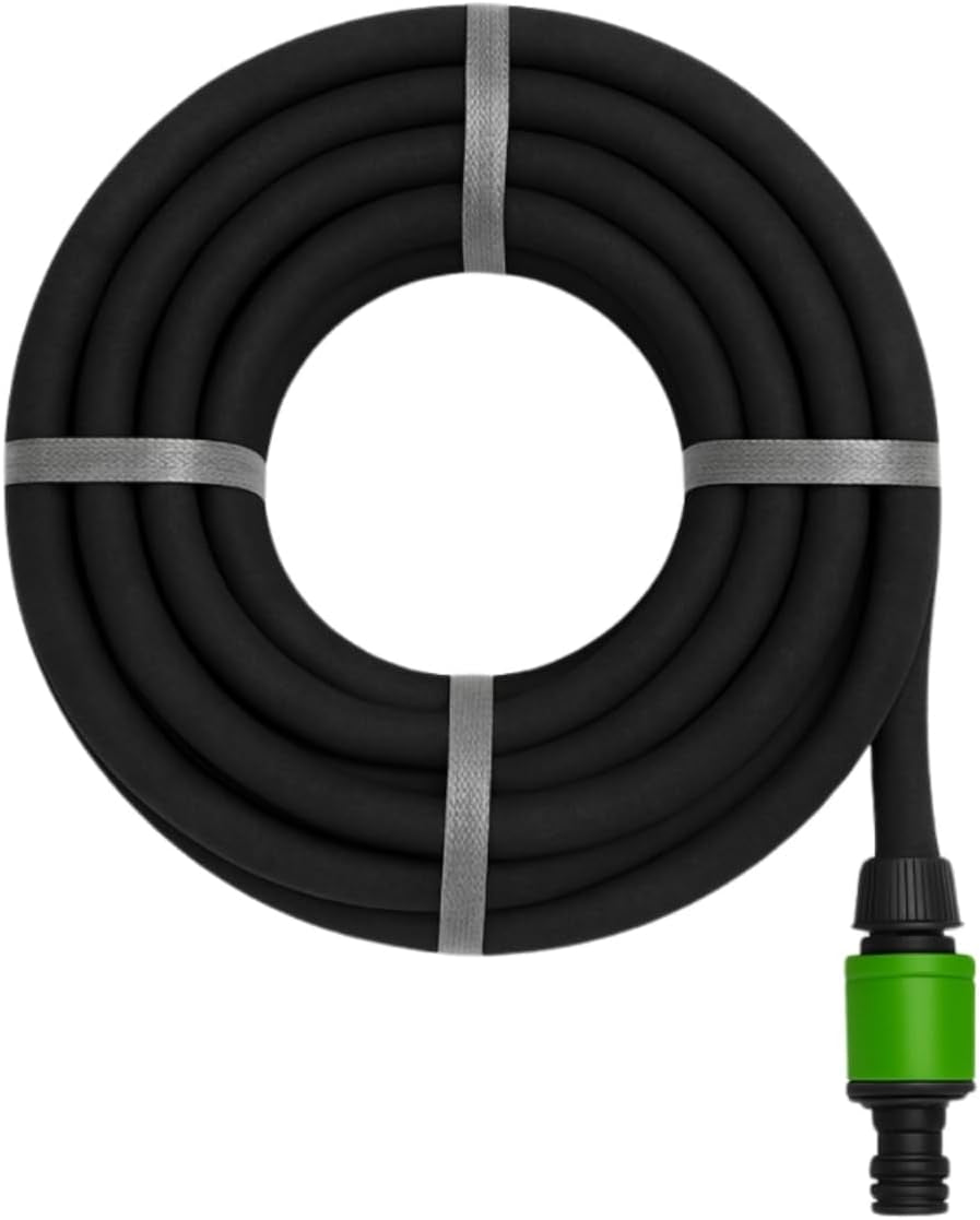 Kinzo Tuyau d'arrosage 15M Ø14mm - Tuyau d'arrosage à 3 Coupleurs - Tuyau d'arrosage à économie d'eau pour systèmes de pulvérisation - Tuyau Noir