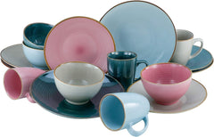 CreaTable, 22506, Série COSY DAY, Service de table 16 pièces pour 4 personnes, Service combiné en porcelaine, Passe au lave-vaisselle et au micro-ondes, Fabrication de qualité