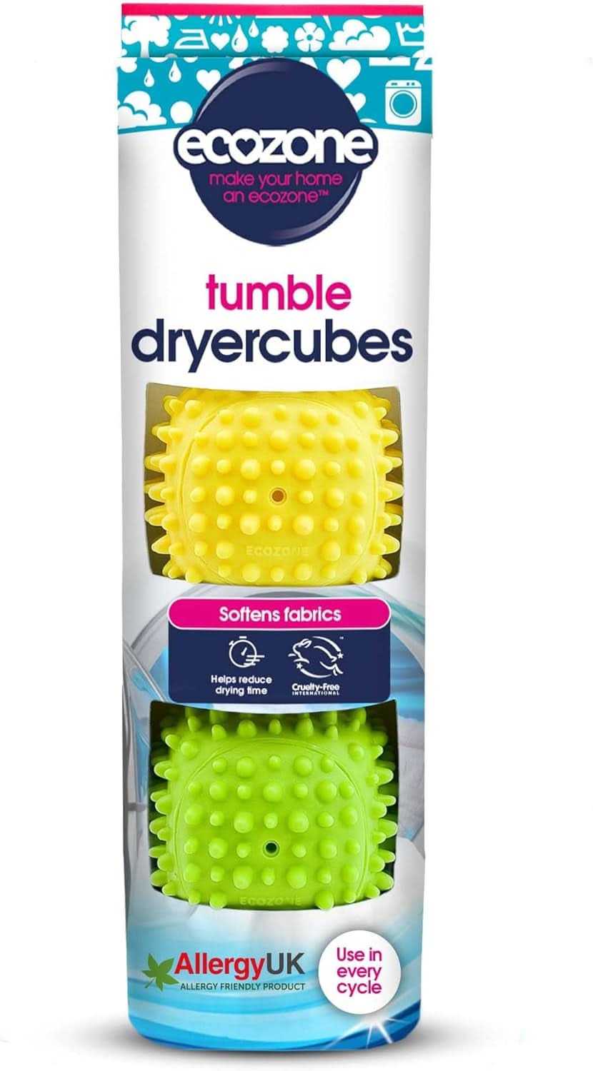 Boules de sèche-linge fabriquées dans un nouveau matériau plus doux au design variable. Contient 2 détergents à lessive Naty Shop