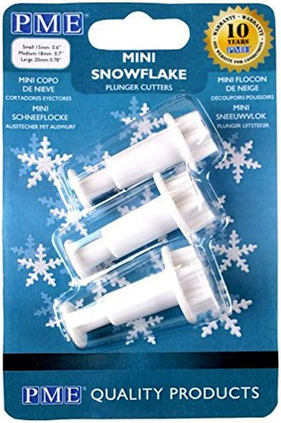 PME SF709 Mini lot de 3 couteaux plongeurs flocon de neige, standard, blanc