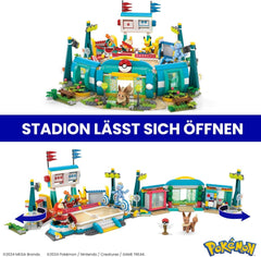 Jouet de construction de figurines d'action MEGA Pokémon, arène d'entraînement de 1 101 pièces, jeu de combat et 5 figurines mobiles pour enfants, figurines d'action HWR82 Naty Shop