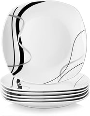 VEWEET FIONA Service d'assiettes en porcelaine pour 6 personnes, Ø 24,7 cm, comprenant des assiettes à dessert, des assiettes à pâtes, des assiettes à gâteau et des assiettes à petit-déjeuner, passe au micro-ondes et au lave-vaisselle
