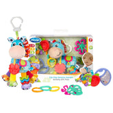 Playgro Clip Clop Coffret Cadeau d'Activités Sensorielles de Jardin - Jouet de Jardin Sensoriel pour Bébés à partir de 0 Mois - Jouet Interactif avec Hochets, Anneau de Dentition et Ami de la Poussette - 4 Pièces