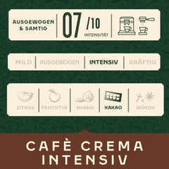 Jacobs Kaffeebohnen Café Crema Intense, intensif avec Kakao- & Nussnote, geröstet à Brême, Intensität 7/10, Kaffee ganze Bohnen, 1 kg