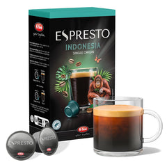 ESPRESTO Single Origin Indonesia Lungo, compatible avec K-fee & ALDI EXPRESSI*, Kaffeekapseln, würzig & schokoladig, RFA zertifiziert, 96 Kapseln