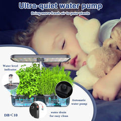Système de culture hydroponique à 12 ustensiles, ensemble de jardin d'herbes aromatiques d'intérieur avec lumière LED, jardin intelligent, cuisine, kit de germination avec minuterie automatique (gris)