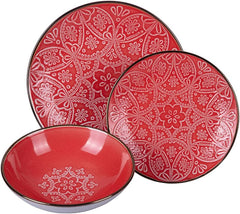 Service de table en grès 12 pièces, 4 assiettes en 4 designs différents, Baku Sunset