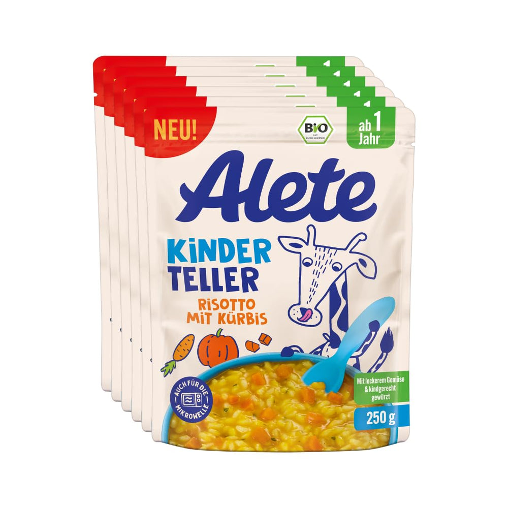 Alete Kinderteller Risotto au potiron, à partir de 1 an, BIO, 250 g (Pack de 6)