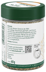 Fuchs Gewürze - Kümmel ganz - kräftiges Gewürz für Kohl- und Fleischgerichte oder zu Bratkartoffeln - Ingrédient naturel - 60 g en dose variable, recyclable