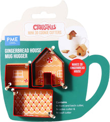 Set de 3 forme de biscuiți de Crăciun, mini căsuță de turtă dulce, încălzitor de căni, roșu
