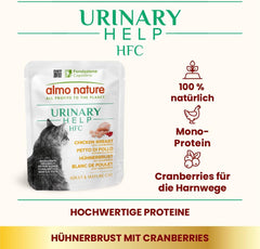 Almo Nature HFC Urinary Help - Nassfutter für Katzen - Unterstützung für die Harnwege - Atlantischer Tunfisch & Cranberries - Qualité humaine, monoprotéine, sans gluten - 24x50g