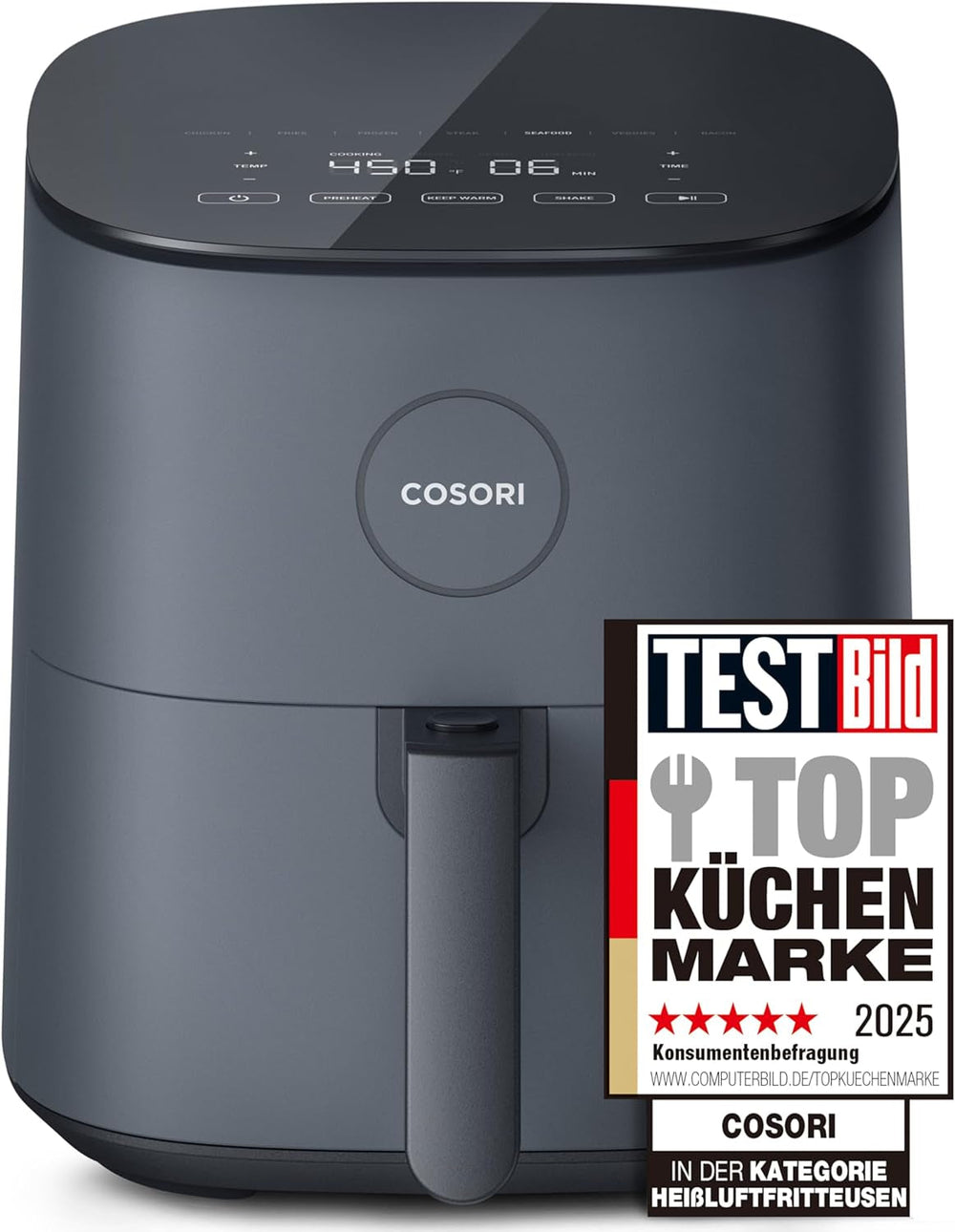 COSORI Airfryer, friteuse à air chaud 7 en 1 4,7 L, maximum 230 ℃ et bruit 55DB, plus de 100 recettes électroménagers Naty Shop Grey Compact 4,7 litres