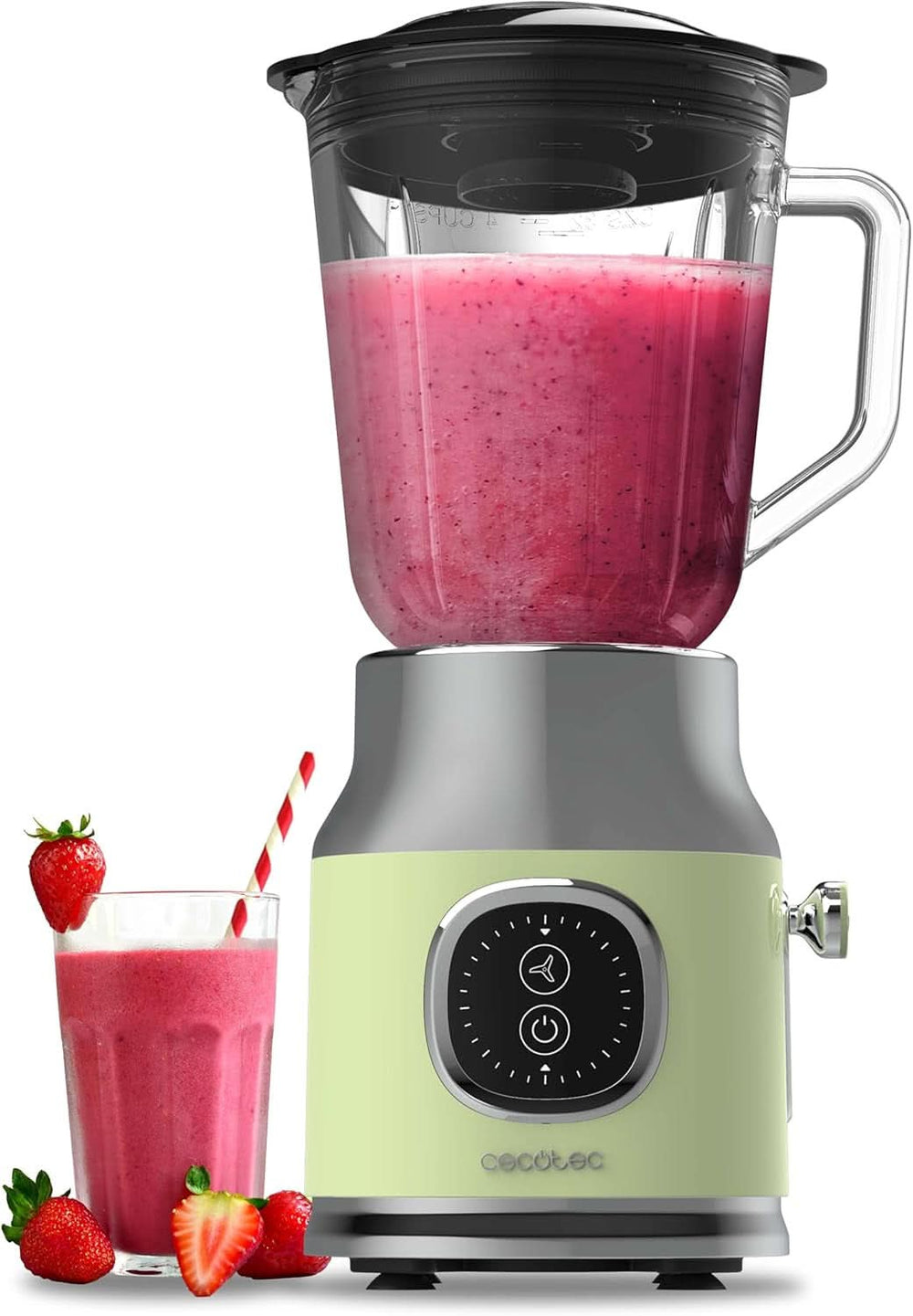Cecotec Batteur Sur Socle Retro Retrotwist Vert. 800W Puissance Maximale, Fonction Pulse, 4 Cuillères Avec Titane Beschichtung Und 1L Krug, Design Vintage dans Grün Kitchen Naty Shop