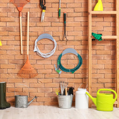 Relaxdays Support mural pour tuyau d'arrosage, lot de 2, pour tuyau de 30 m, 1/2", support pour tuyau d'arrosage en métal, gris