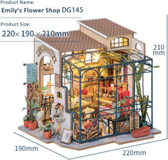 Robotime DG145 Rolife Emily's Flower Shop Miniature Doll's House Fabricat din lemn, metal, tesatura si carton, Dimensiuni: 22 X 15 X 17 Cm, Casute de papusi Naty Shop