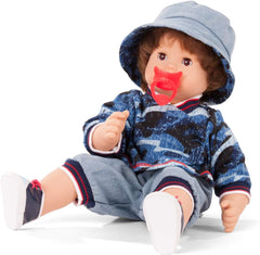 Götz 2027100 Maxy Muffin Fashionisto Doll - Poupée bébé 42 cm avec yeux marron endormis, cheveux bruns et corps doux - Poupée au corps doux en lot de 8